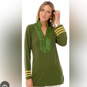 Sail To Sable Tuckernuck Green Tunic with Gold Accents XS